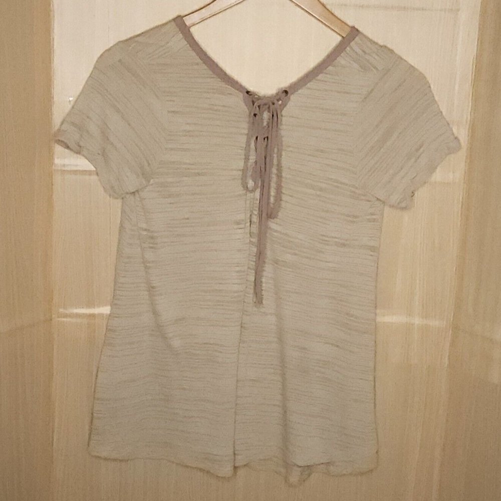 Hayden Los Angeles Womens Tan Tunic Lace Up Detail Small